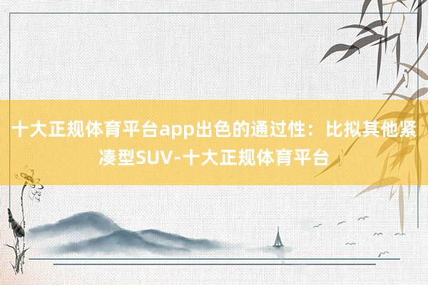 十大正规体育平台app出色的通过性：比拟其他紧凑型SUV-十大正规体育平台