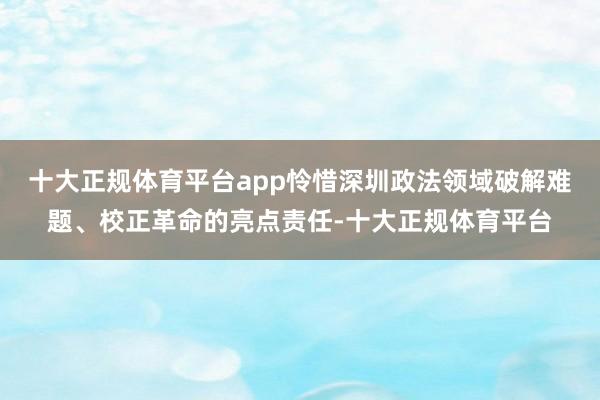 十大正规体育平台app怜惜深圳政法领域破解难题、校正革命的亮点责任-十大正规体育平台