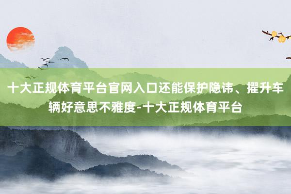 十大正规体育平台官网入口还能保护隐讳、擢升车辆好意思不雅度-十大正规体育平台