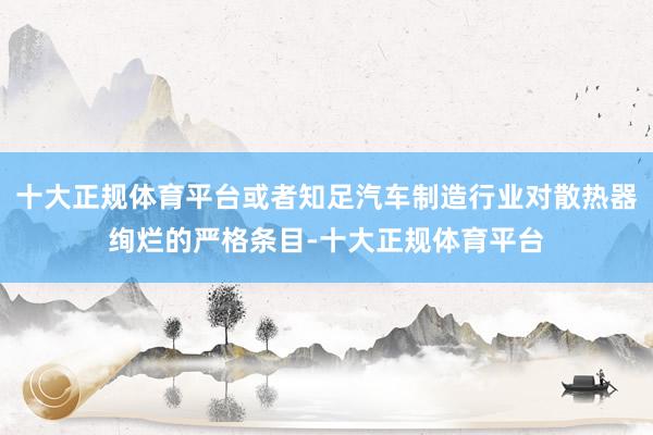 十大正规体育平台或者知足汽车制造行业对散热器绚烂的严格条目-十大正规体育平台