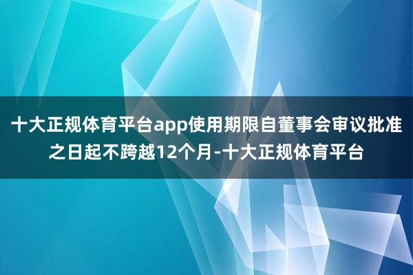 十大正规体育平台app使用期限自董事会审议批准之日起不跨越12个月-十大正规体育平台