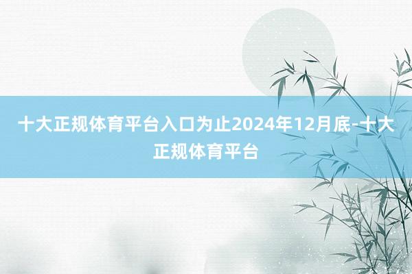十大正规体育平台入口为止2024年12月底-十大正规体育平台