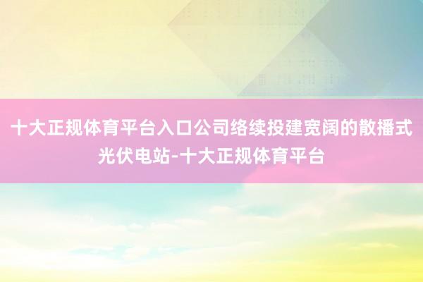 十大正规体育平台入口公司络续投建宽阔的散播式光伏电站-十大正规体育平台