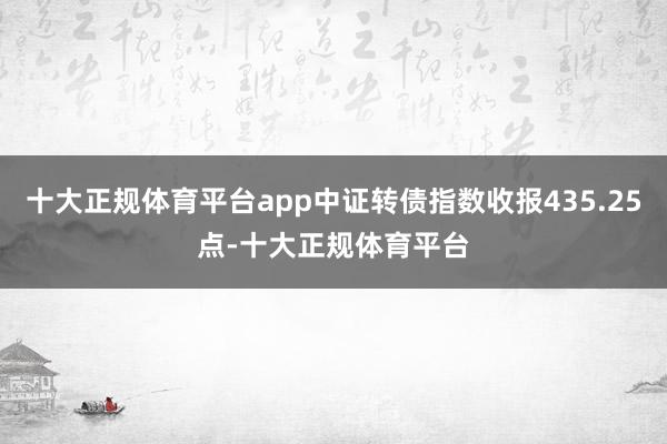 十大正规体育平台app中证转债指数收报435.25点-十大正规体育平台