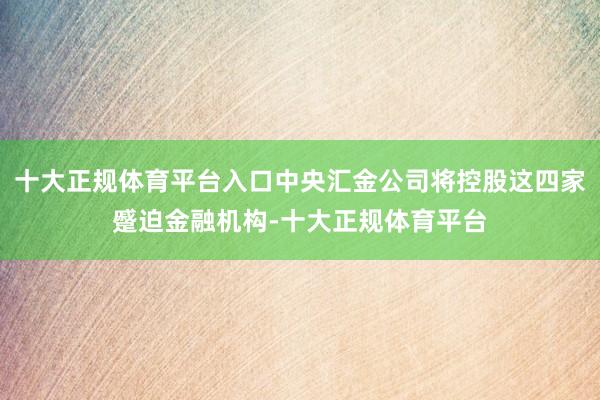 十大正规体育平台入口中央汇金公司将控股这四家蹙迫金融机构-十大正规体育平台