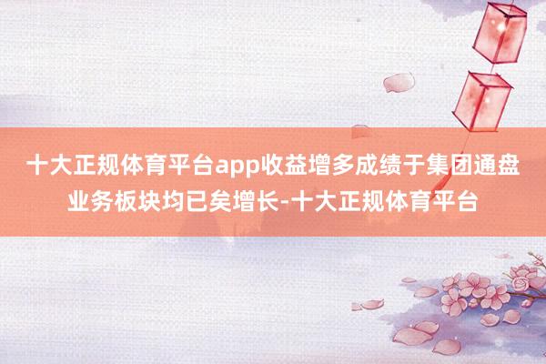 十大正规体育平台app收益增多成绩于集团通盘业务板块均已矣增长-十大正规体育平台