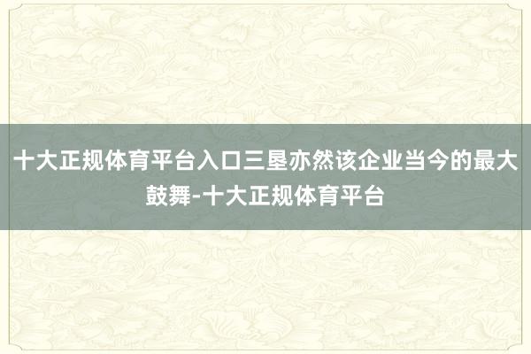 十大正规体育平台入口三垦亦然该企业当今的最大鼓舞-十大正规体育平台