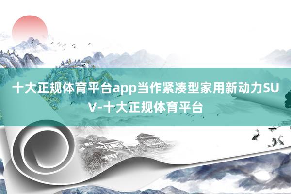 十大正规体育平台app当作紧凑型家用新动力SUV-十大正规体育平台