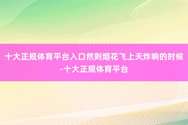 十大正规体育平台入口然则烟花飞上天炸响的时候-十大正规体育平台
