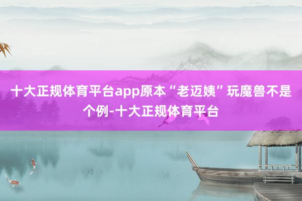 十大正规体育平台app原本“老迈姨”玩魔兽不是个例-十大正规体育平台