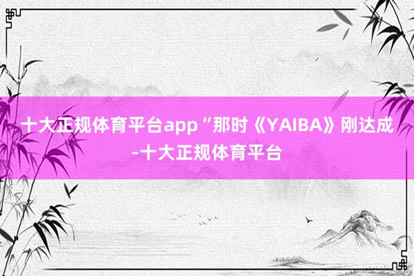 十大正规体育平台app“那时《YAIBA》刚达成-十大正规体