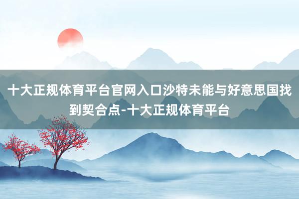 十大正规体育平台官网入口沙特未能与好意思国找到契合点-十大正规体育平台