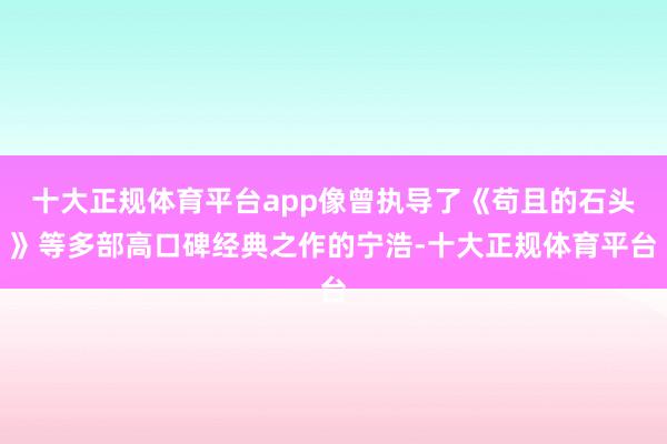 十大正规体育平台app像曾执导了《苟且的石头》等多部高口碑经典之作的宁浩-十大正规体育平台
