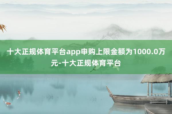 十大正规体育平台app申购上限金额为1000.0万元-十大正规体育平台