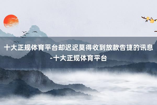 十大正规体育平台却迟迟莫得收到放款告捷的讯息-十大正规体育平台
