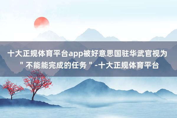 十大正规体育平台app被好意思国驻华武官视为 ＂不能能完成的任务＂-十大正规体育平台
