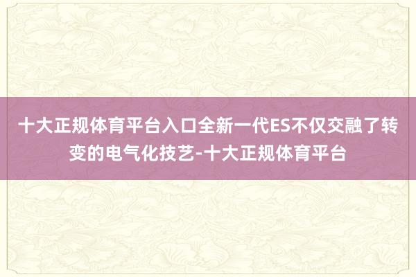 十大正规体育平台入口全新一代ES不仅交融了转变的电气化技艺-十大正规体育平台