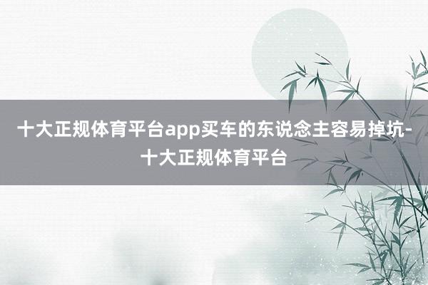 十大正规体育平台app买车的东说念主容易掉坑-十大正规体育平台
