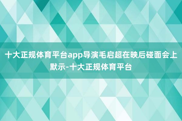 十大正规体育平台app导演毛启超在映后碰面会上默示-十大正规体育平台
