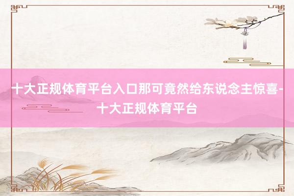 十大正规体育平台入口那可竟然给东说念主惊喜-十大正规体育平台
