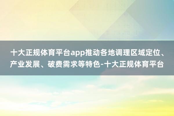 十大正规体育平台app推动各地调理区域定位、产业发展、破费需求等特色-十大正规体育平台