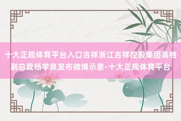 十大正规体育平台入口吉祥浙江吉祥控股集团高档副总裁杨学良发布微博示意-十大正规体育平台