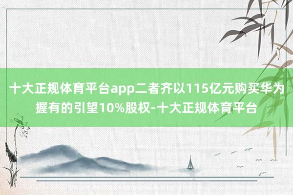 十大正规体育平台app二者齐以115亿元购买华为握有的引望10%股权-十大正规体育平台