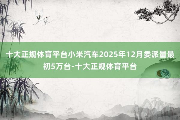 十大正规体育平台小米汽车2025年12月委派量最初5万台-十大正规体育平台