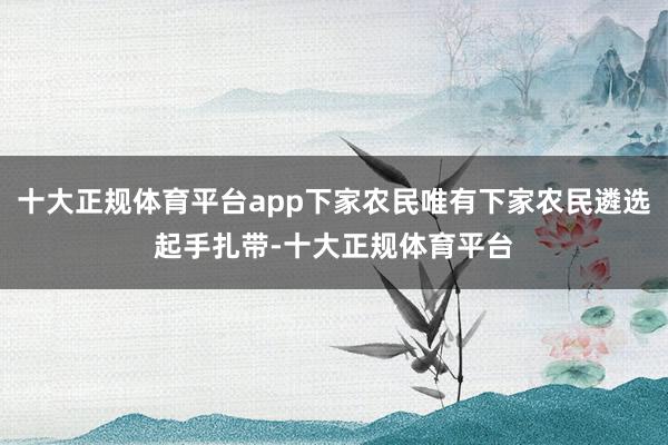 十大正规体育平台app下家农民唯有下家农民遴选起手扎带-十大正规体育平台