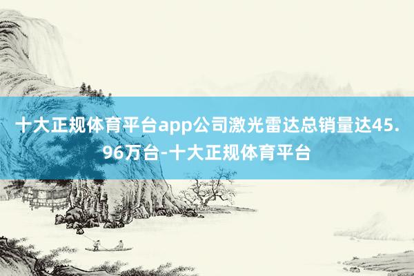 十大正规体育平台app公司激光雷达总销量达45.96万台-十大正规体育平台