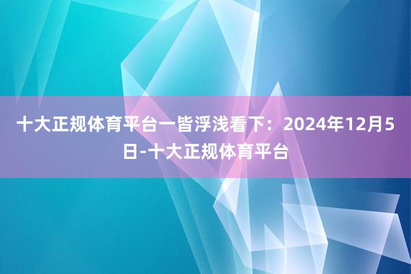 十大正规体育平台一皆浮浅看下:2024年12月5日-十大正规体育平台
