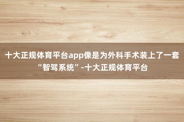 十大正规体育平台app像是为外科手术装上了一套“智驾系统”-十大正规体育平台