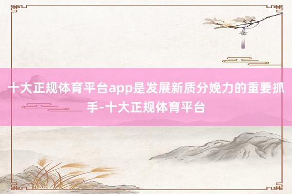 十大正规体育平台app是发展新质分娩力的重要抓手-十大正规体育平台