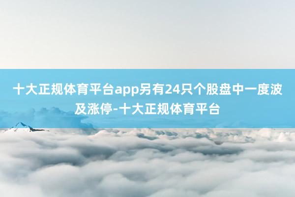 十大正规体育平台app另有24只个股盘中一度波及涨停-十大正规体育平台