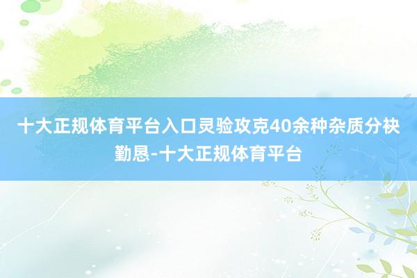 十大正规体育平台入口灵验攻克40余种杂质分袂勤恳-十大正规体育平台