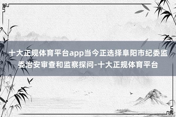 十大正规体育平台app当今正选择阜阳市纪委监委治安审查和监察探问-十大正规体育平台