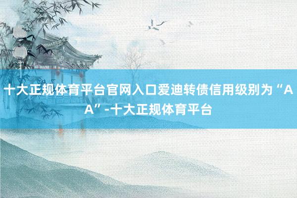 十大正规体育平台官网入口爱迪转债信用级别为“AA”-十大正规体育平台