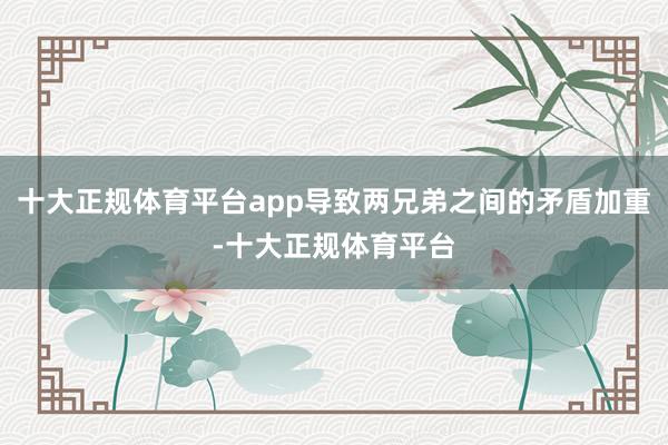 十大正规体育平台app导致两兄弟之间的矛盾加重-十大正规体育平台