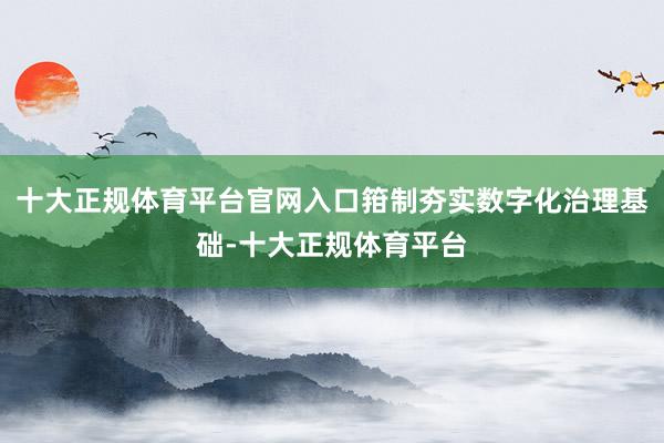 十大正规体育平台官网入口箝制夯实数字化治理基础-十大正规体育平台
